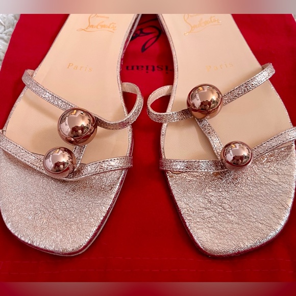 Christian Louboutin Atonetta Flat Sandals - Rose Gold size 38 - Picture 8 of 11
